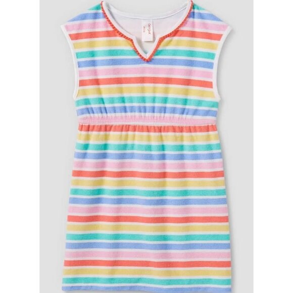 Cat & Jack NWT Girls Terry Cloth Rainbow Stripe Cover Up Dress XS(4/5) - Picture 1 of 3
